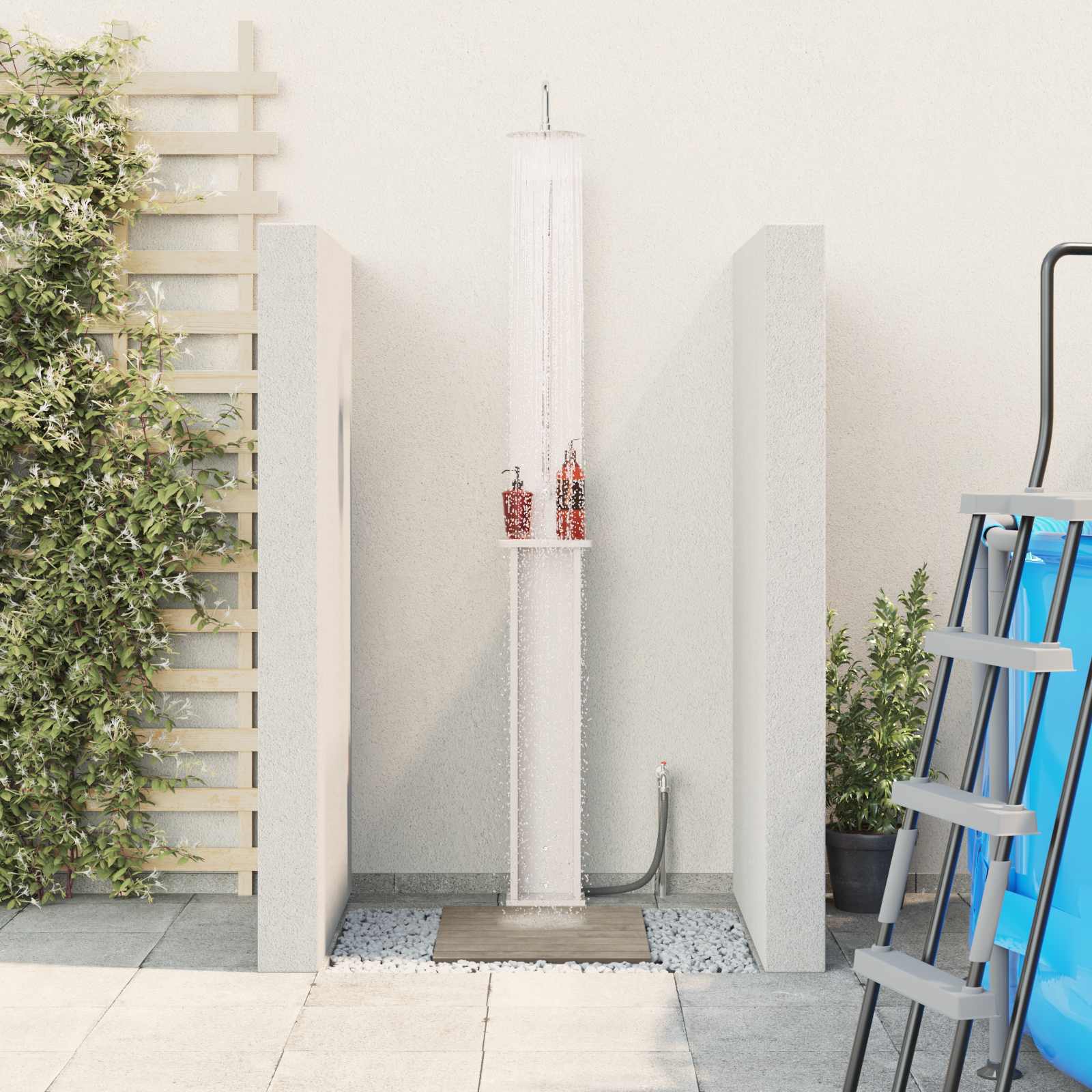 Outdoor Shower 246 Cm Solid Douglas Wood And Stainless Steel