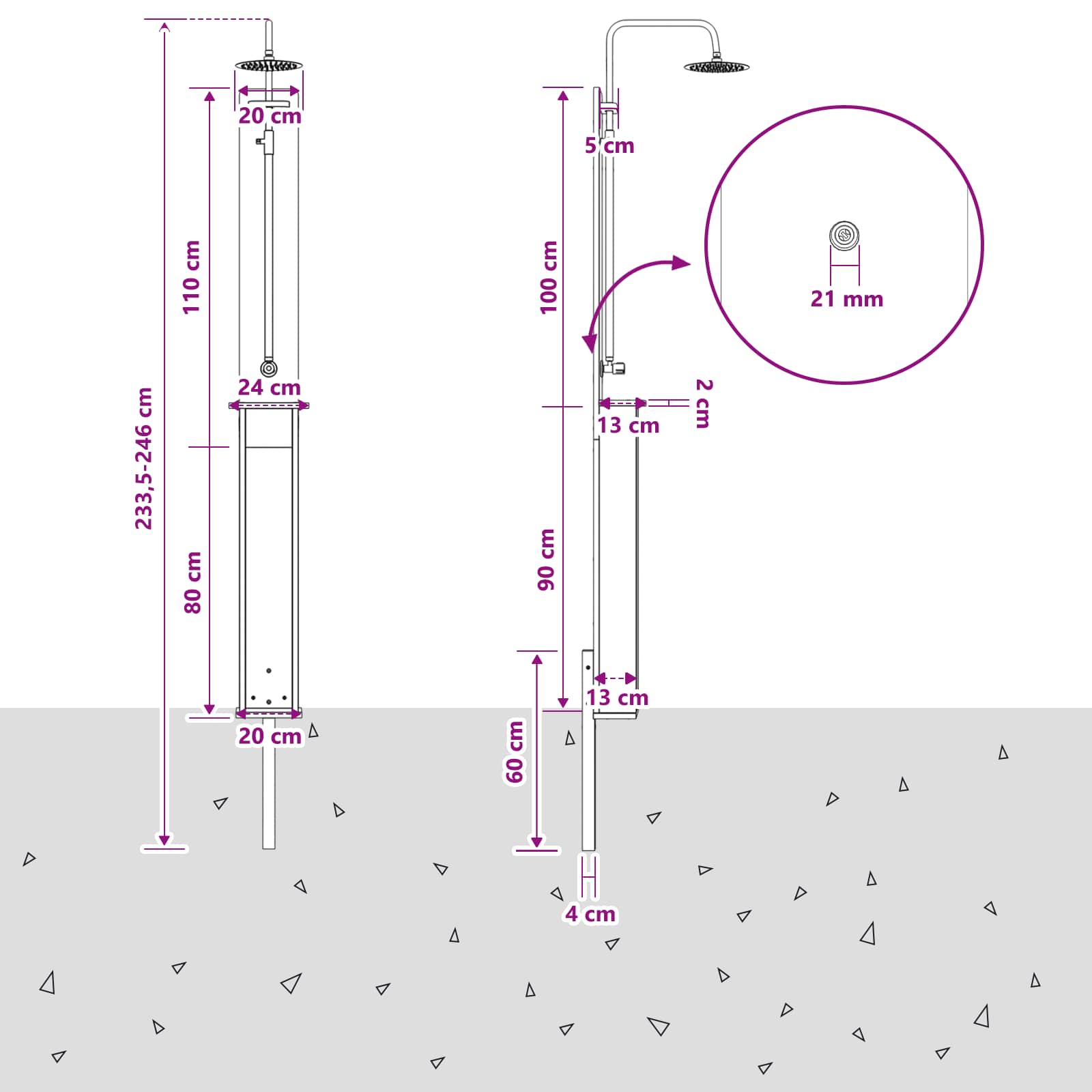 Outdoor Shower 246 Cm Solid Douglas Wood And Stainless Steel