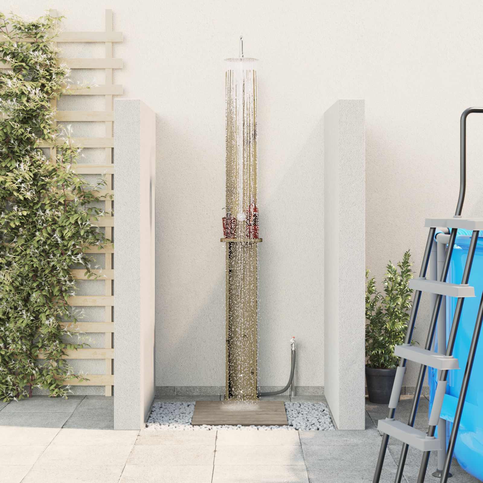 Outdoor Shower 246 Cm Solid Douglas Wood And Stainless Steel