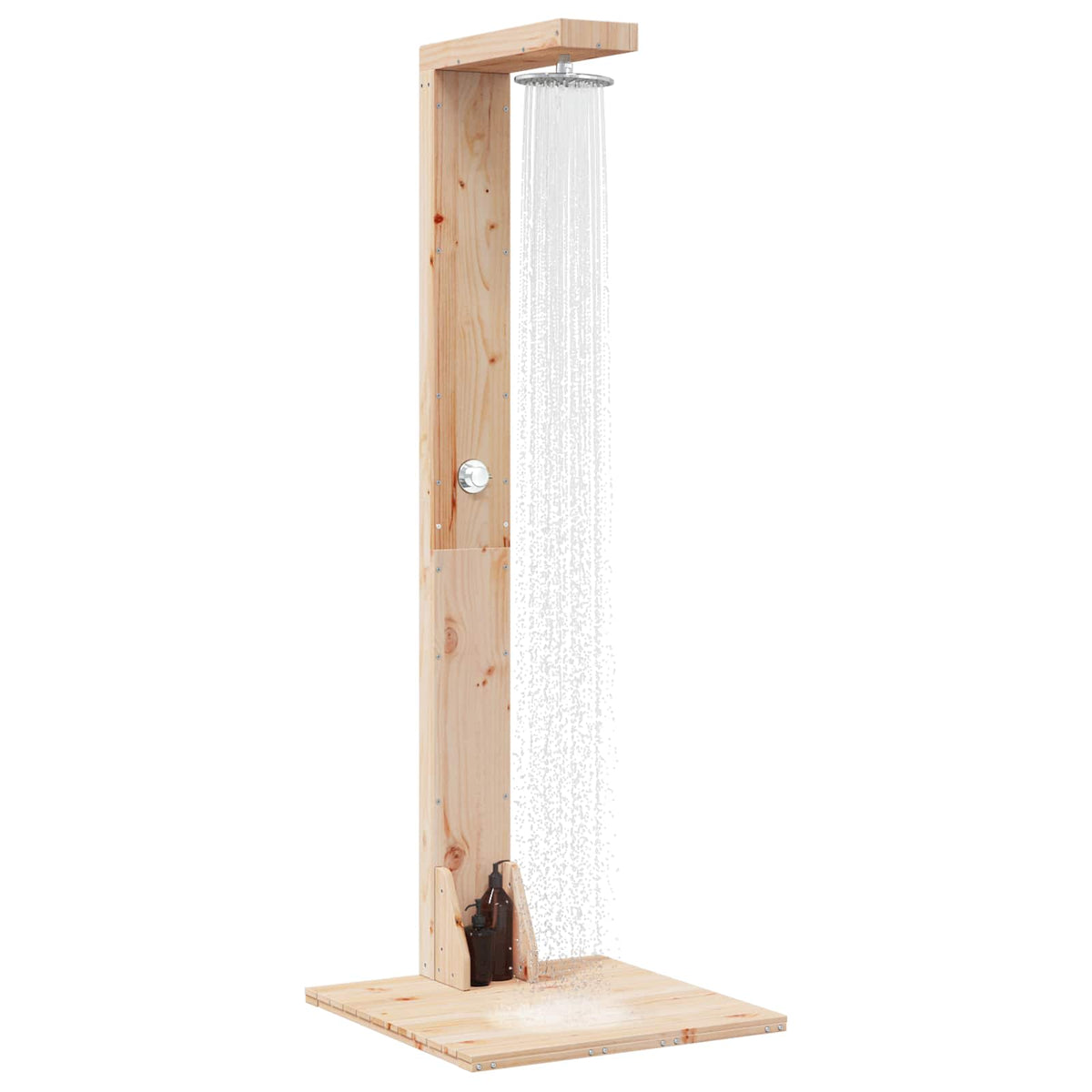 Outdoor Shower 210 Cm Solid Pine Wood And Stainless Steel White