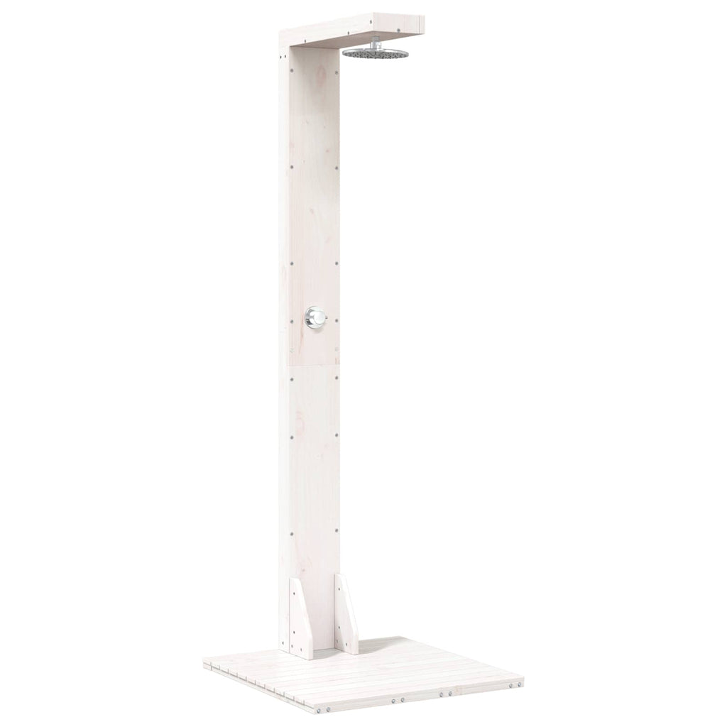 Outdoor Shower 210 Cm Solid Pine Wood And Stainless Steel White