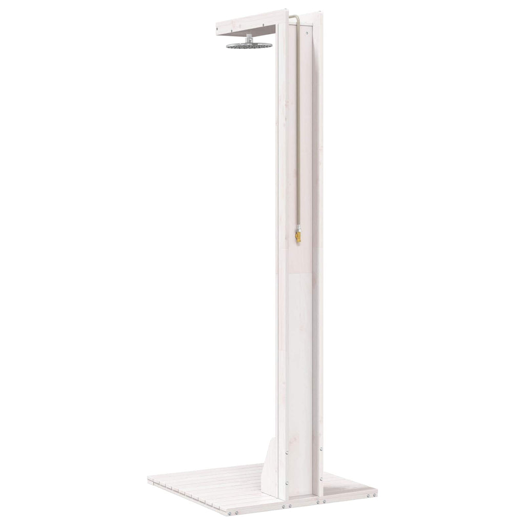 Outdoor Shower 210 Cm Solid Pine Wood And Stainless Steel White