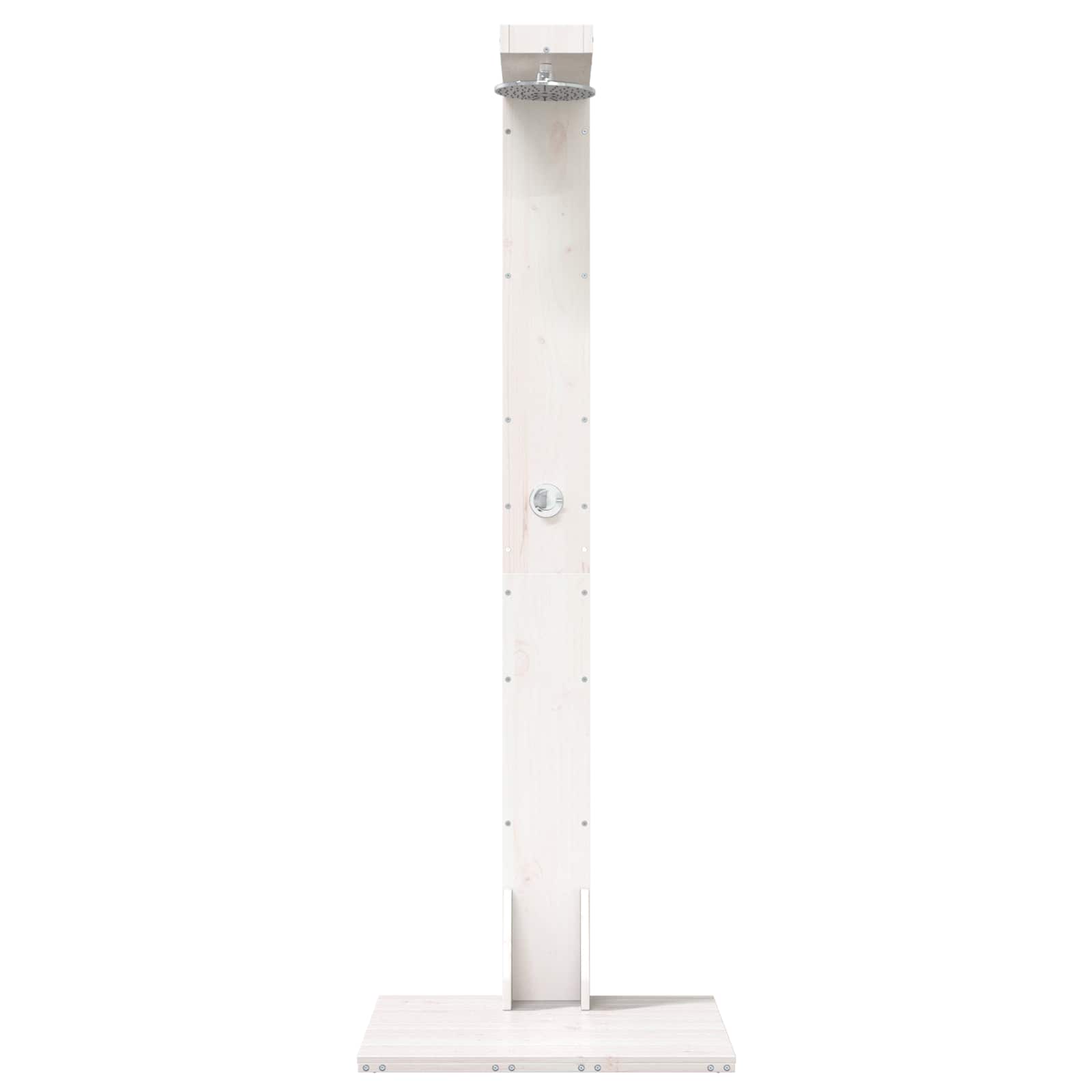 Outdoor Shower 210 Cm Solid Pine Wood And Stainless Steel White