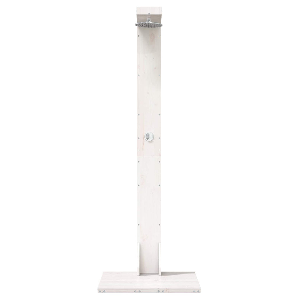 Outdoor Shower 210 Cm Solid Pine Wood And Stainless Steel White