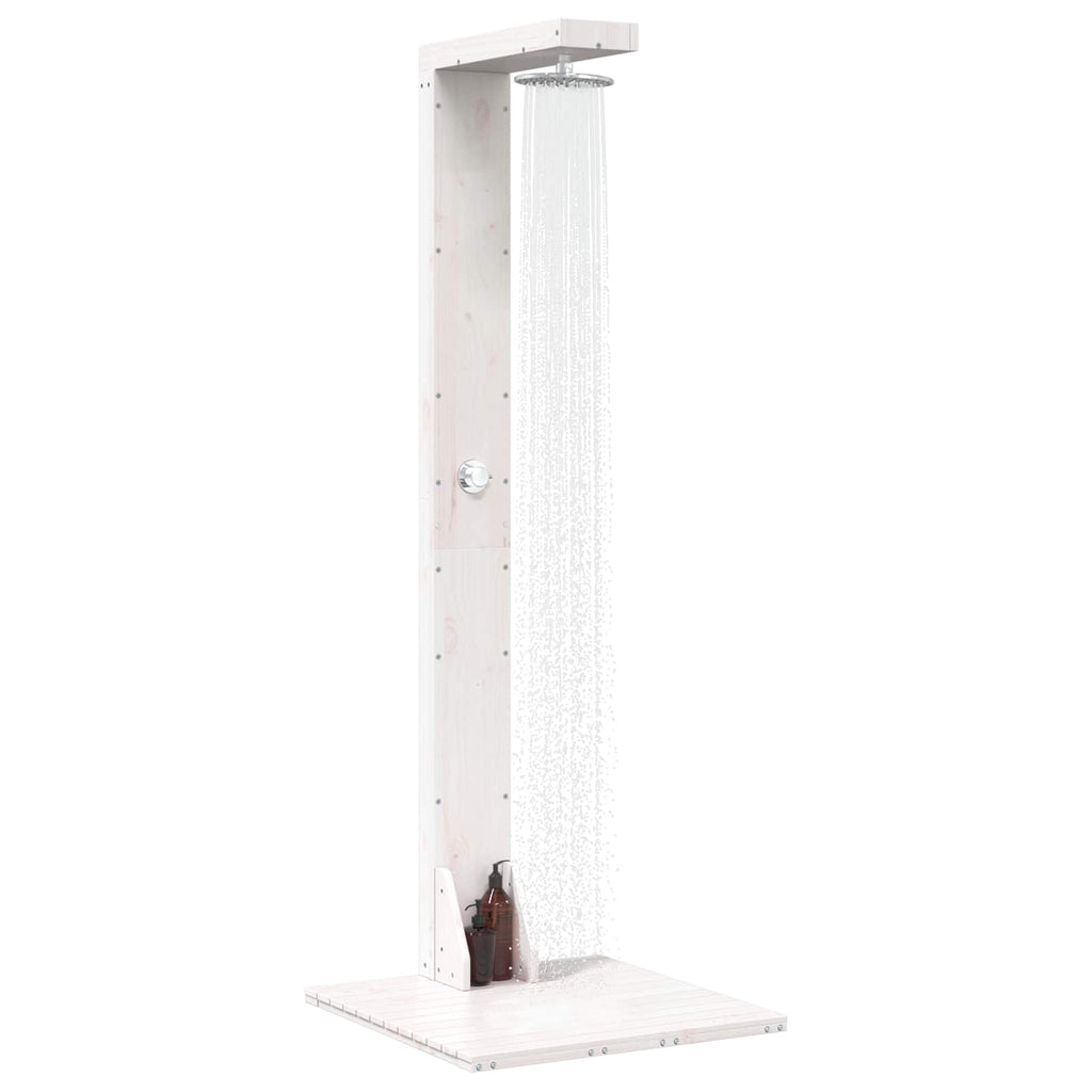 Outdoor Shower 210 Cm Solid Pine Wood And Stainless Steel White