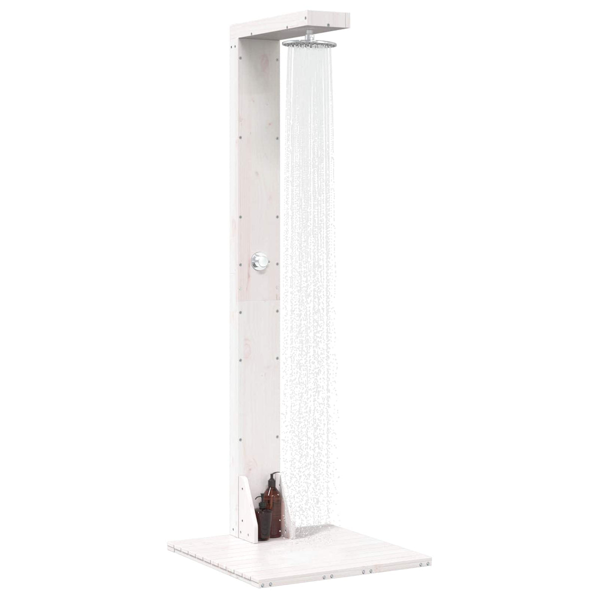 Outdoor Shower 210 Cm Solid Pine Wood And Stainless Steel White