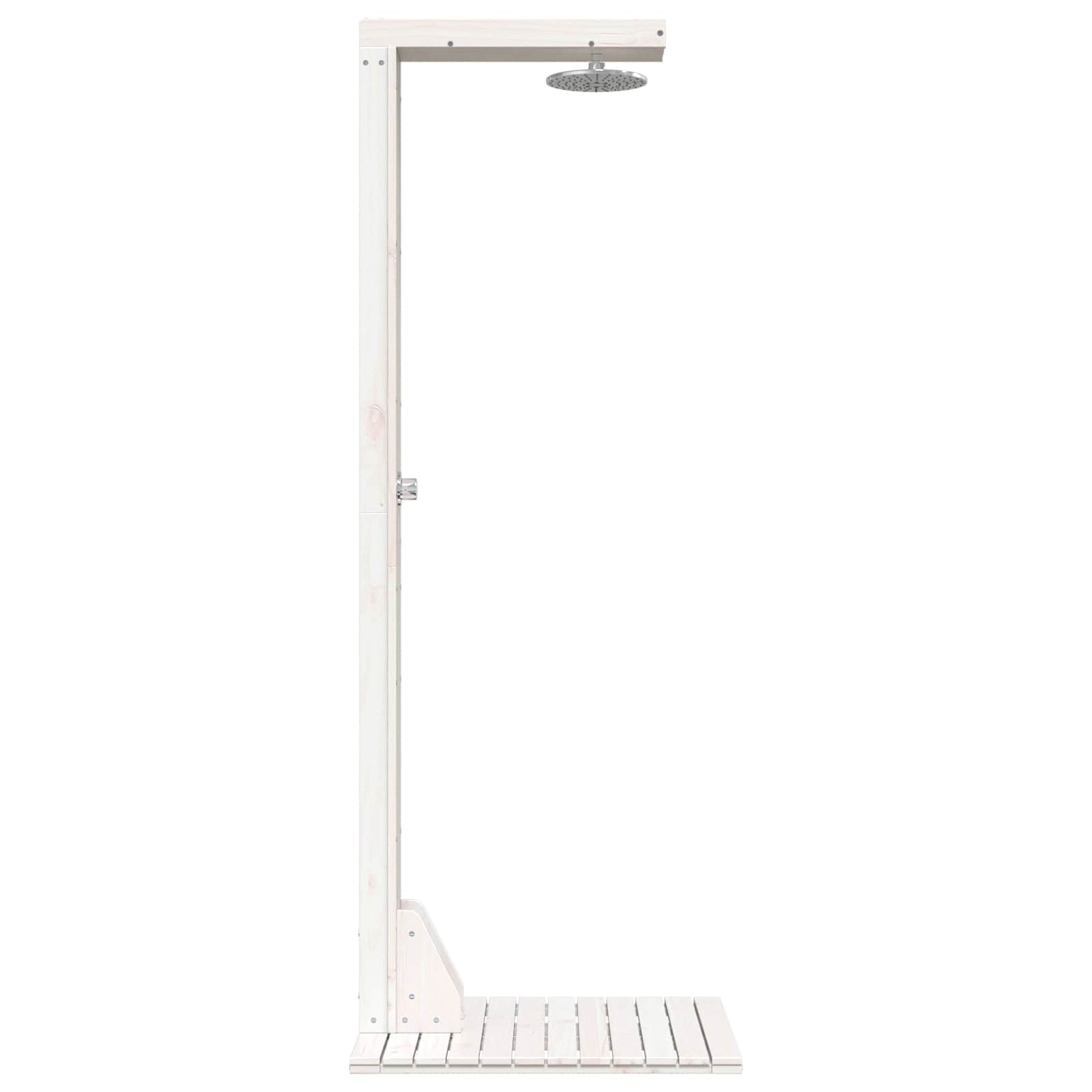 Outdoor Shower 210 Cm Solid Pine Wood And Stainless Steel White