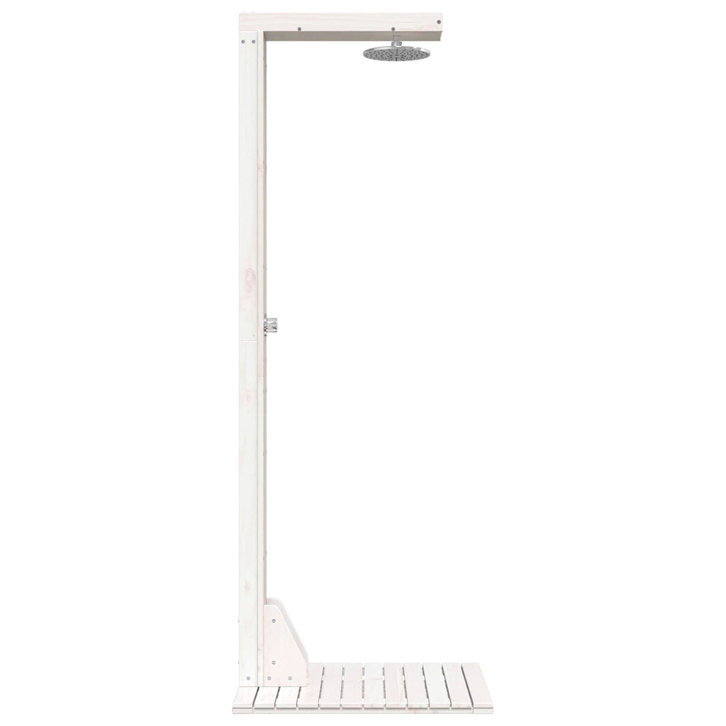 Outdoor Shower 210 Cm Solid Pine Wood And Stainless Steel White