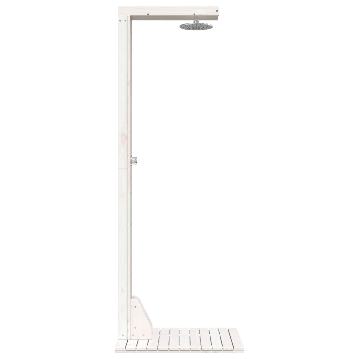 Outdoor Shower 210 Cm Solid Pine Wood And Stainless Steel White