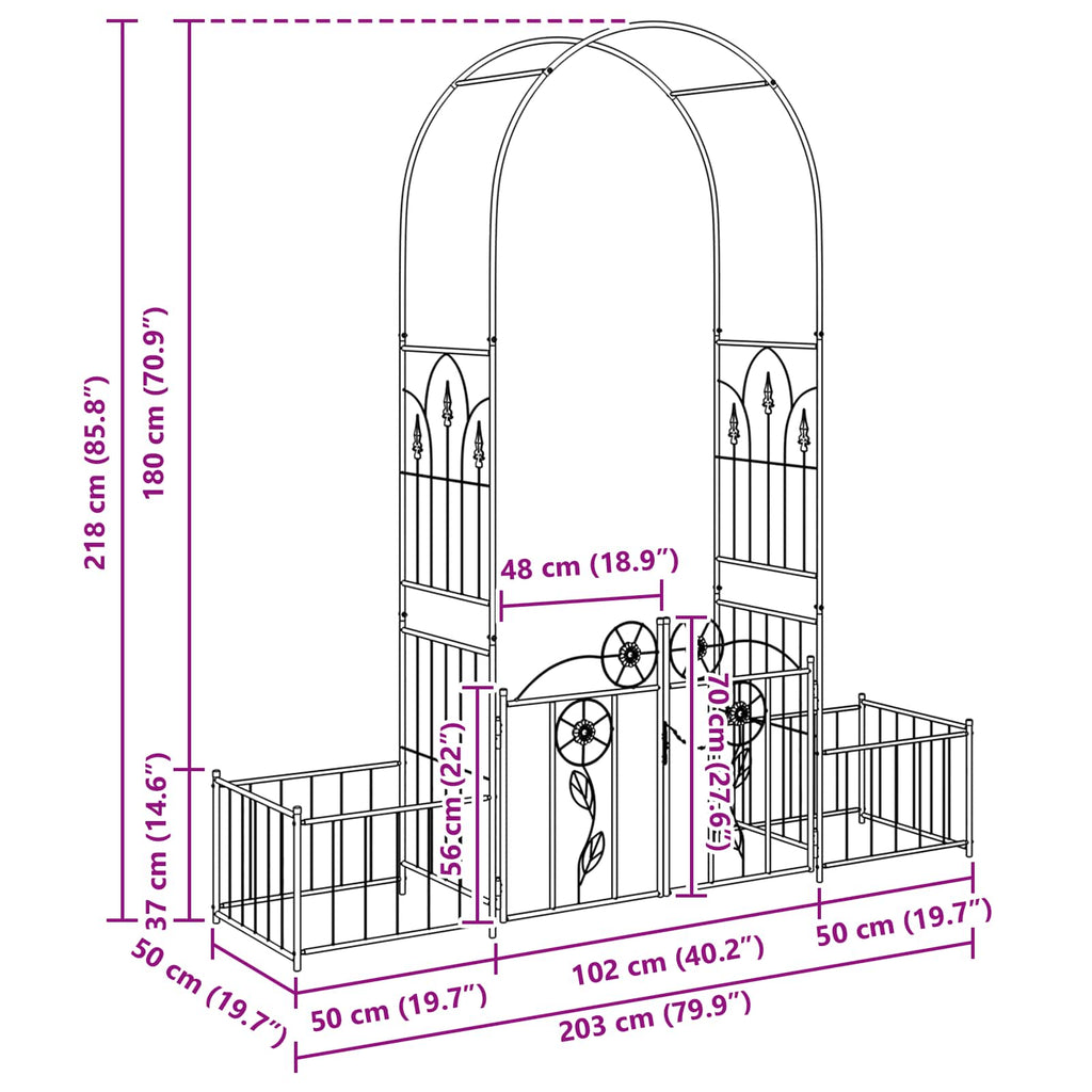 Garden Arch With Lock 203 X 50 X 218 Cm