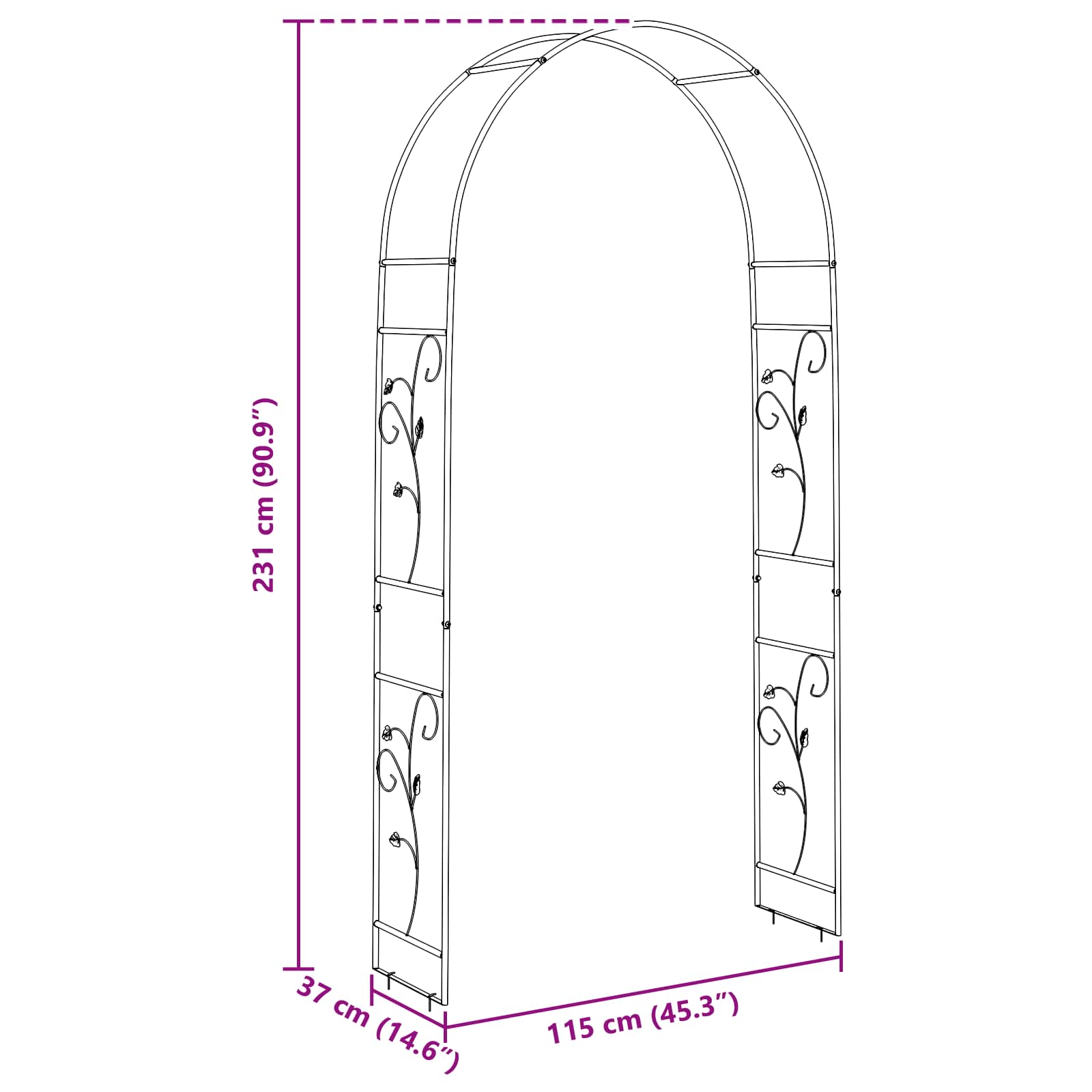 Garden Arch Floral 115 X 37 X 231 Cm