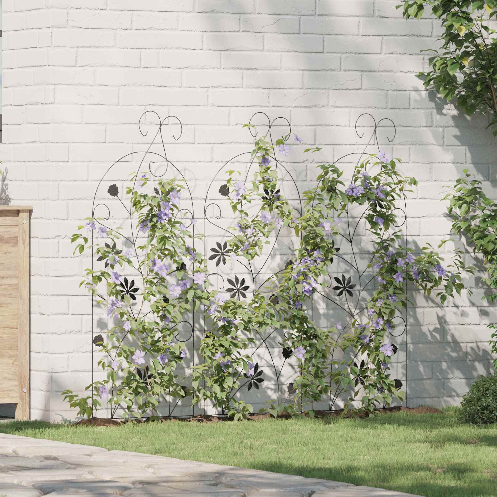 Garden Fence 3 Pcs 110.5 X 42.5 Cm Steel