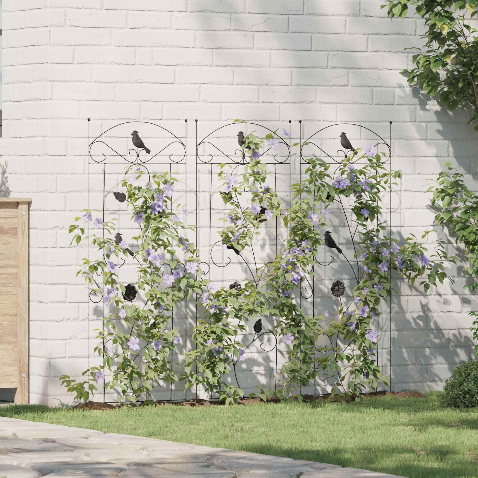 Garden Fence 3 Pcs 110.5 X 42.5 Cm Steel