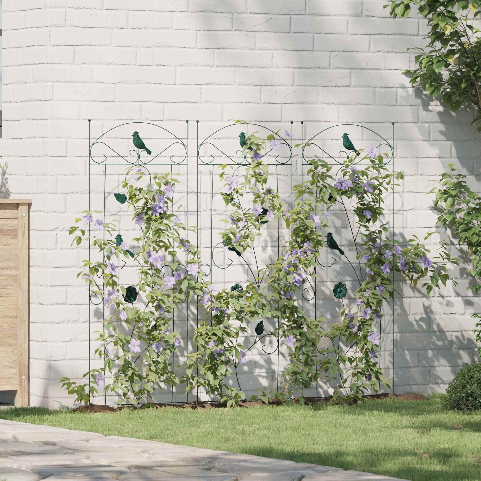 Garden Fence 3 Pcs 110.5 X 42.5 Cm Steel