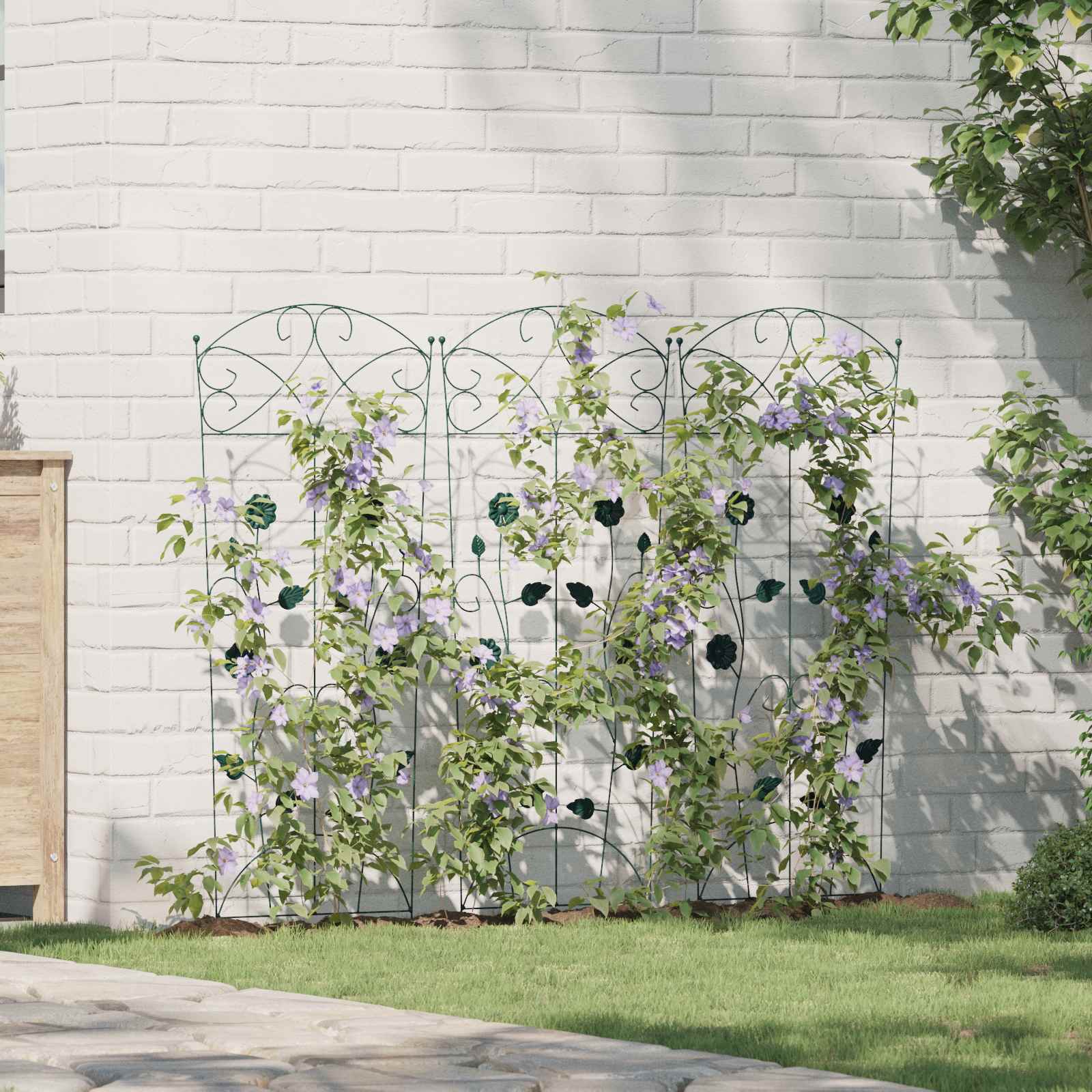Garden Fence 3 Pcs 110.5 X 42.5 Cm Steel