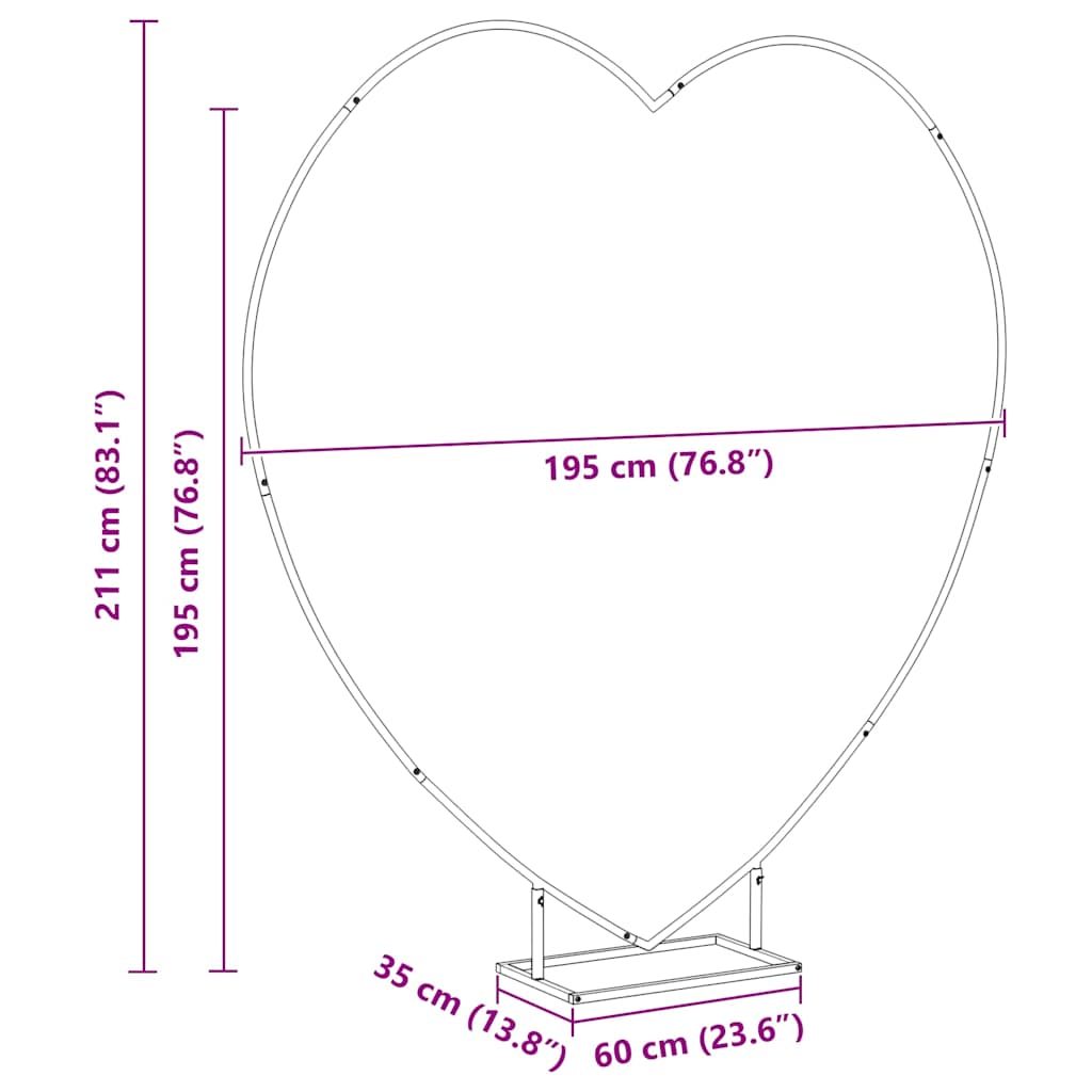 Wedding Arch 195 X 35 X 211 Cm Steel