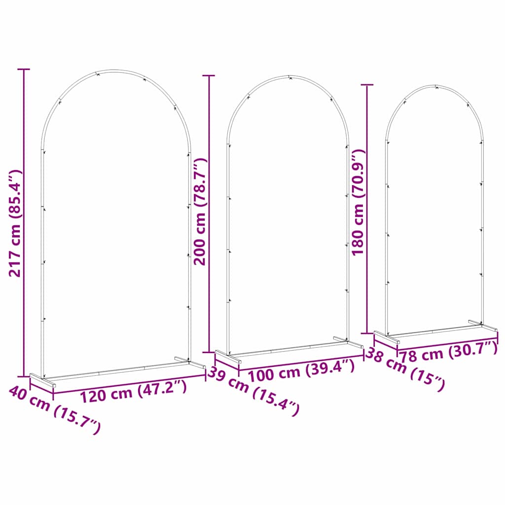 Wedding Arch 3 Pcs Steel