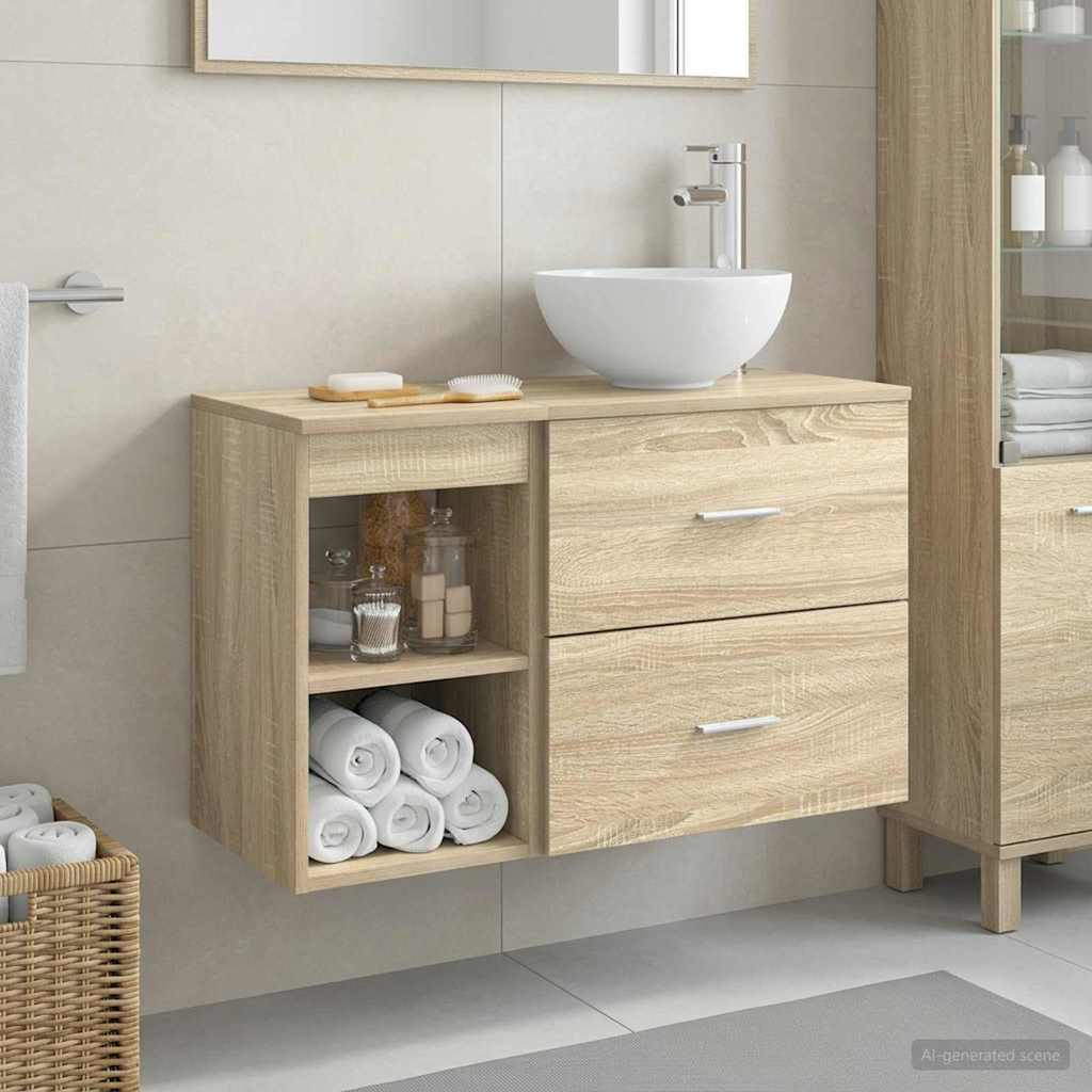 Bathroom Furniture Set 2 Pcs Engineered Wood