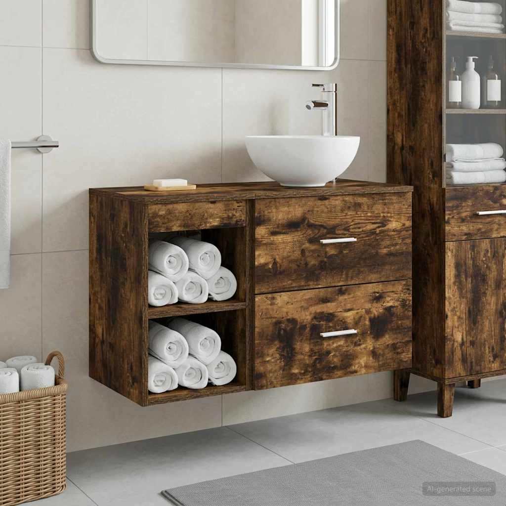 Bathroom Furniture Set 2 Pcs Engineered Wood