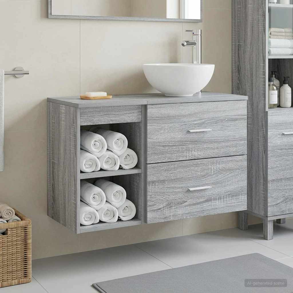 Bathroom Furniture Set 2 Pcs Engineered Wood