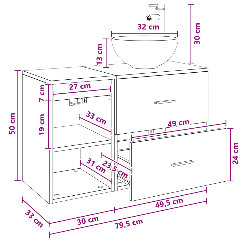 Bathroom Furniture Set 2 Pcs Engineered Wood