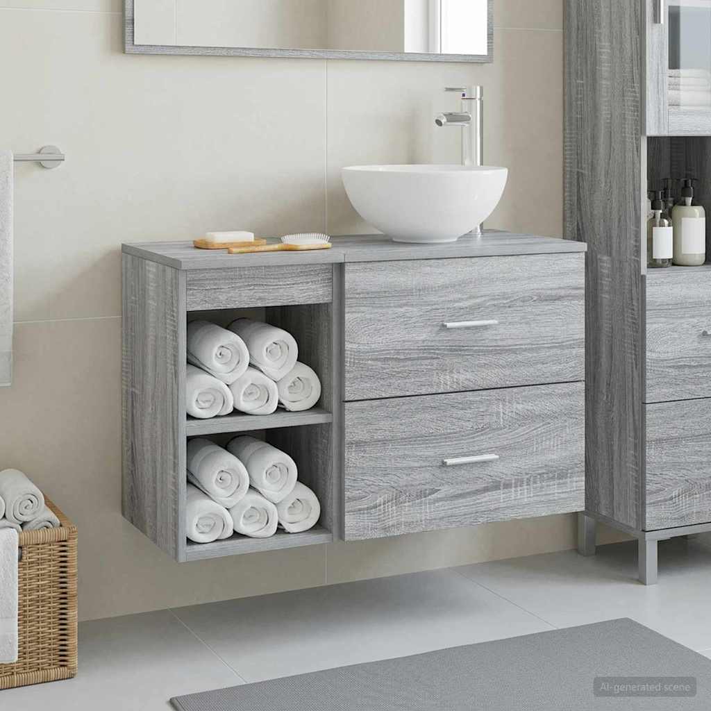 Bathroom Furniture Set 2 Pcs Engineered Wood
