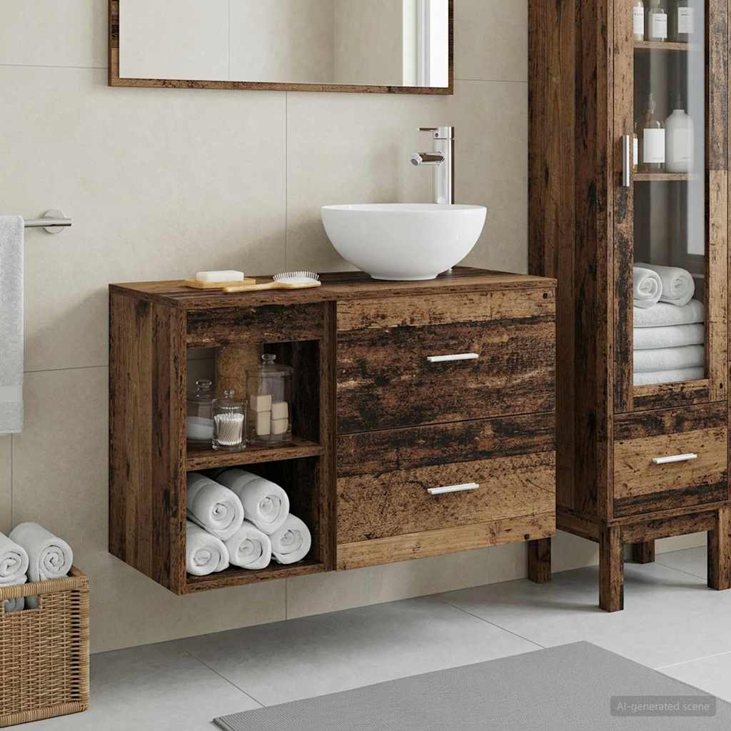 Bathroom Furniture Set 2 Pcs Engineered Wood