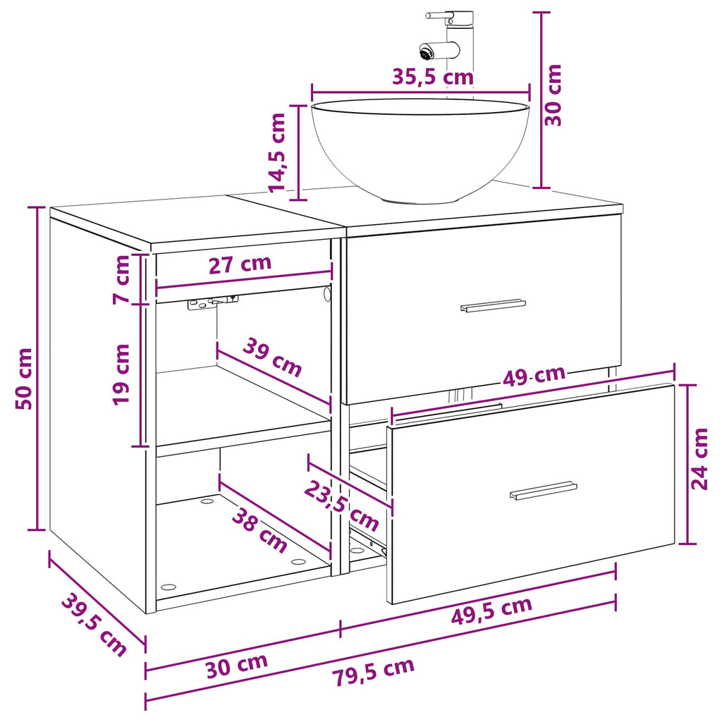 Bathroom Furniture Set 2 Pcs Engineered Wood