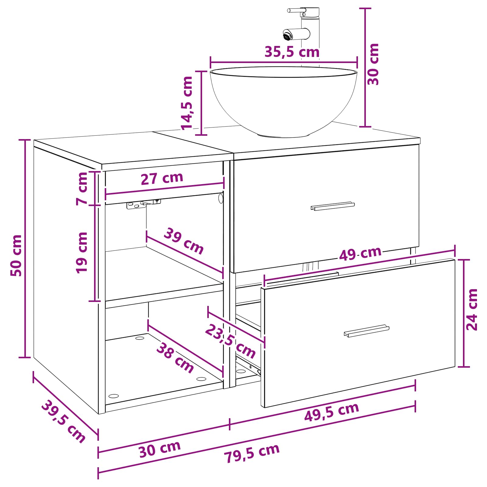 Bathroom Furniture Set 2 Pcs Engineered Wood