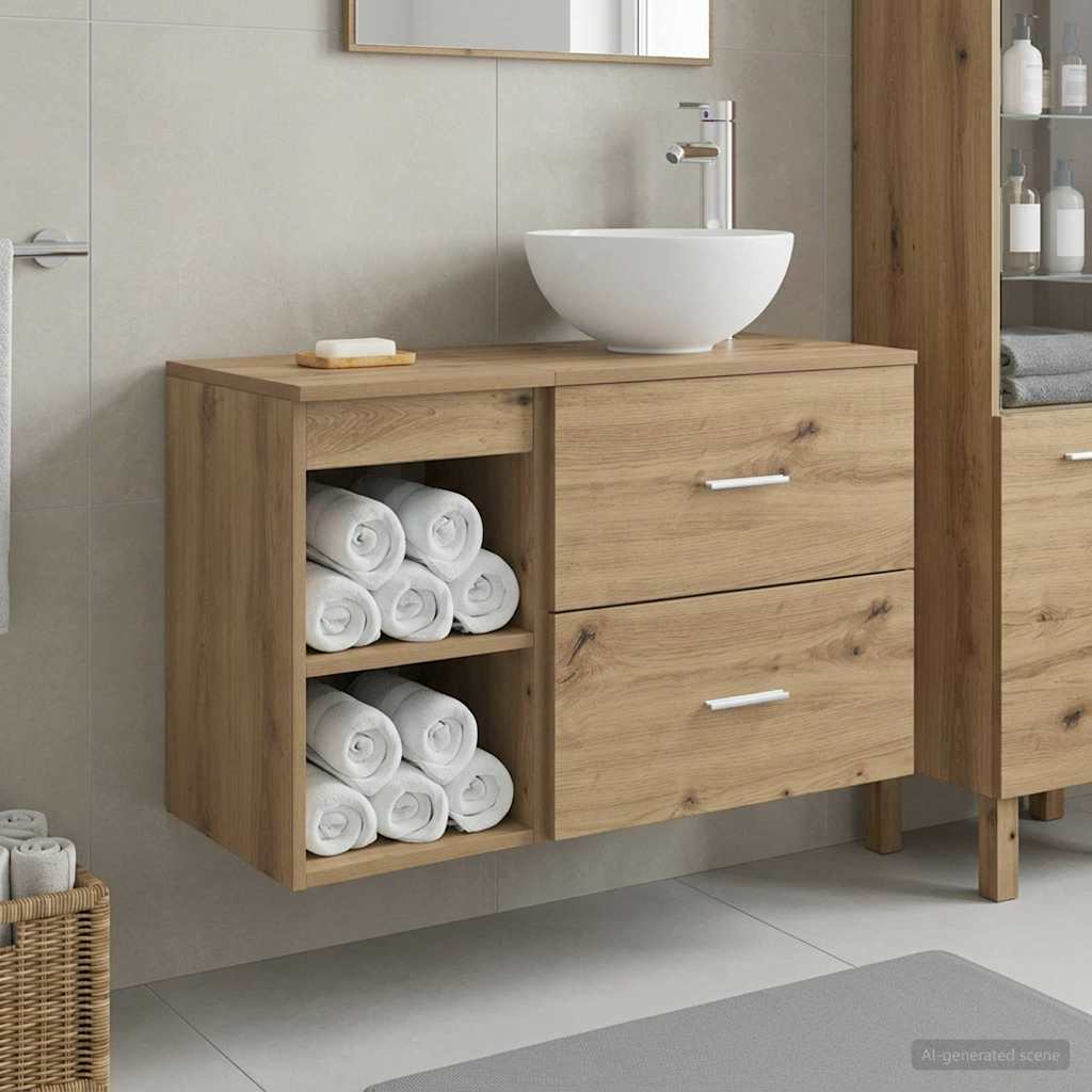 Bathroom Furniture Set 2 Pcs Engineered Wood