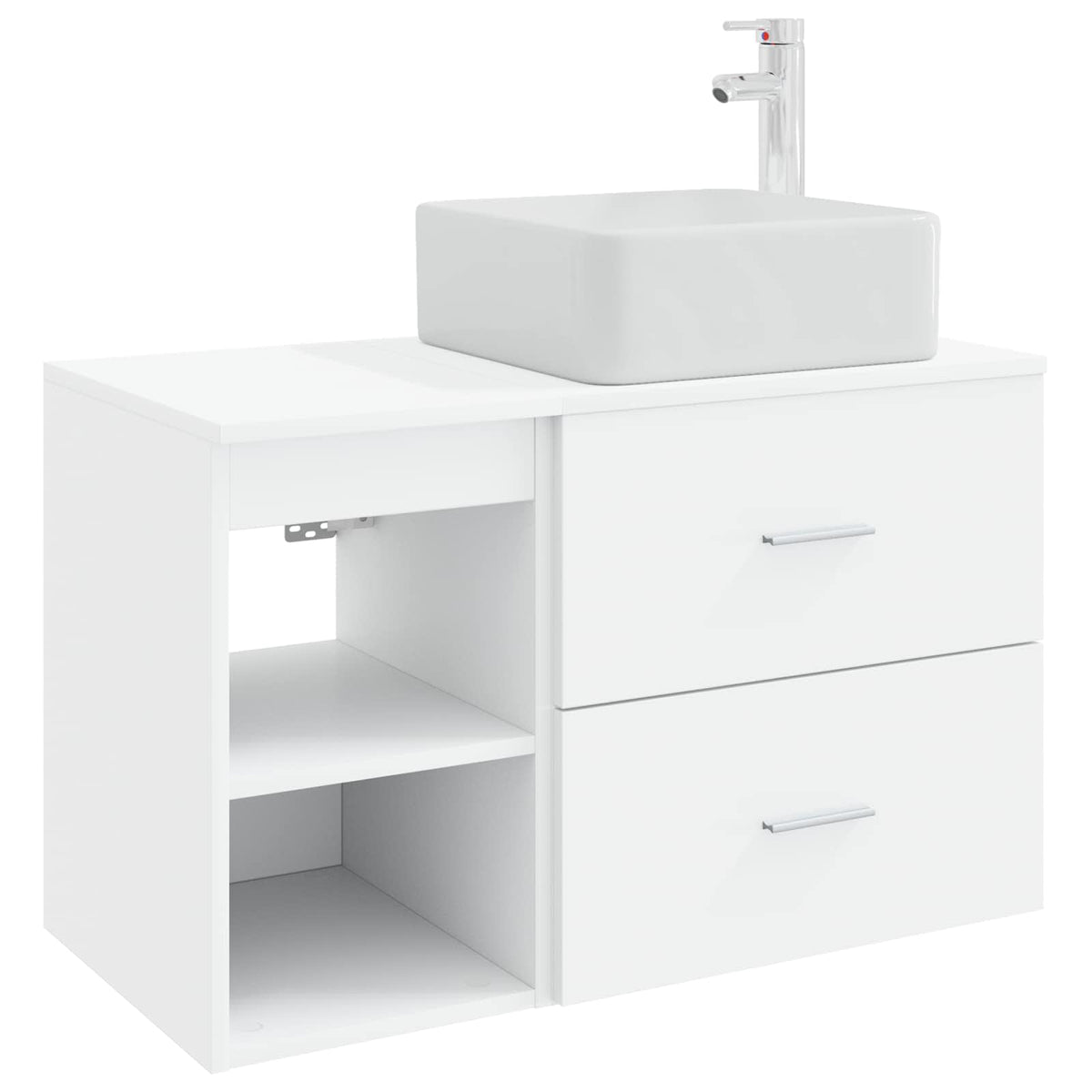 Bathroom Vanity Units Furniture Set 2 Pcs Engineered Wood White Wall Mounted