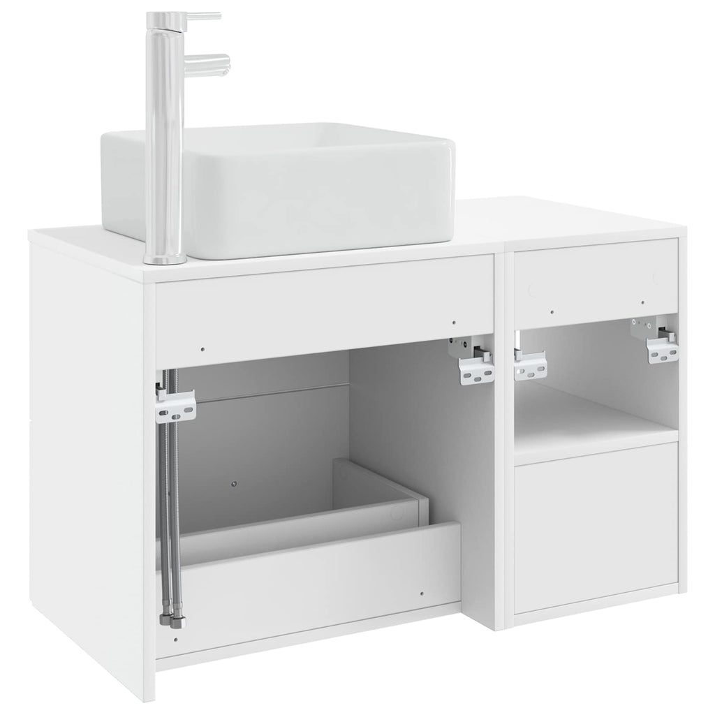 Bathroom Vanity Units Furniture Set 2 Pcs Engineered Wood White Wall Mounted