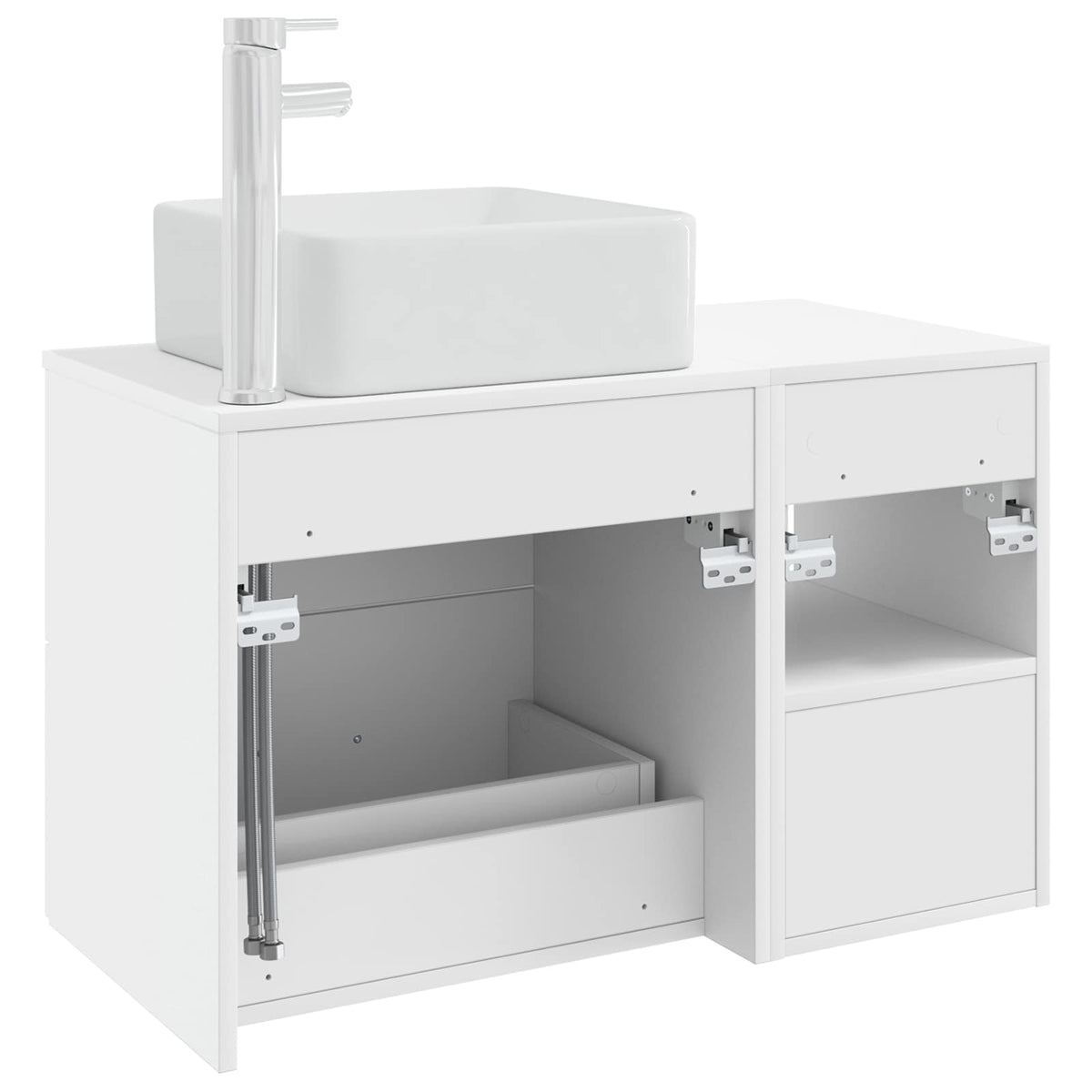 Bathroom Vanity Units Furniture Set 2 Pcs Engineered Wood White Wall Mounted