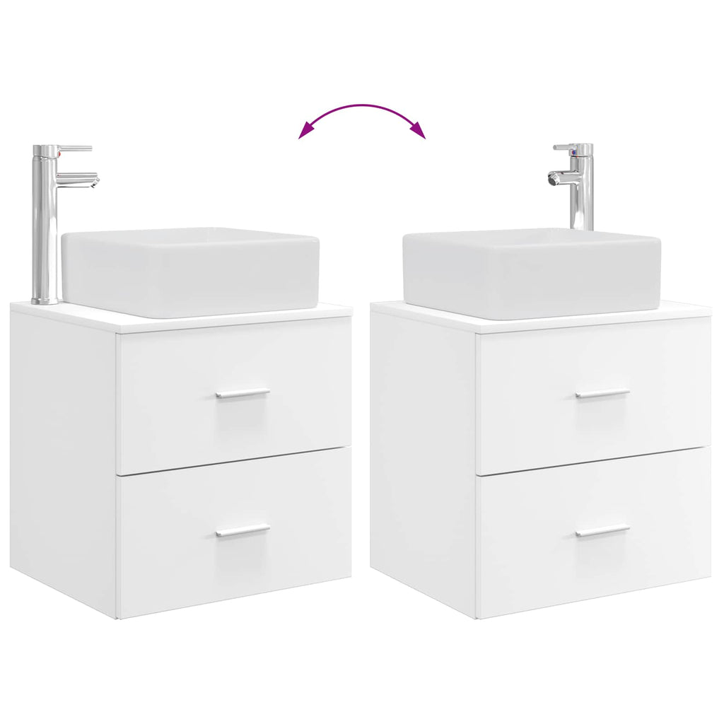 Bathroom Vanity Units Furniture Set 2 Pcs Engineered Wood White Wall Mounted
