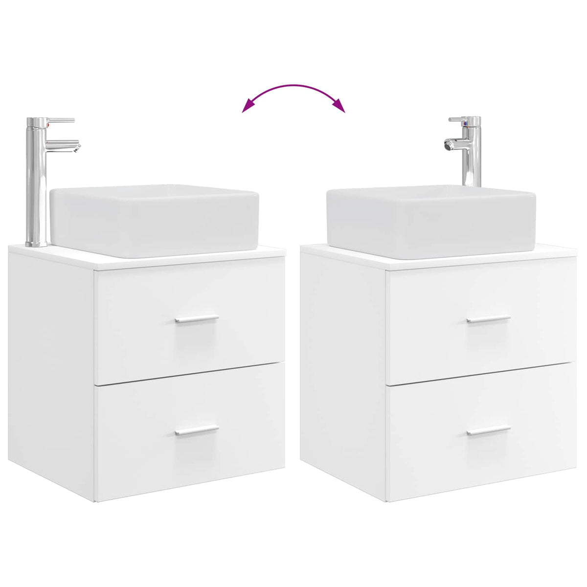 Bathroom Vanity Units Furniture Set 2 Pcs Engineered Wood White Wall Mounted