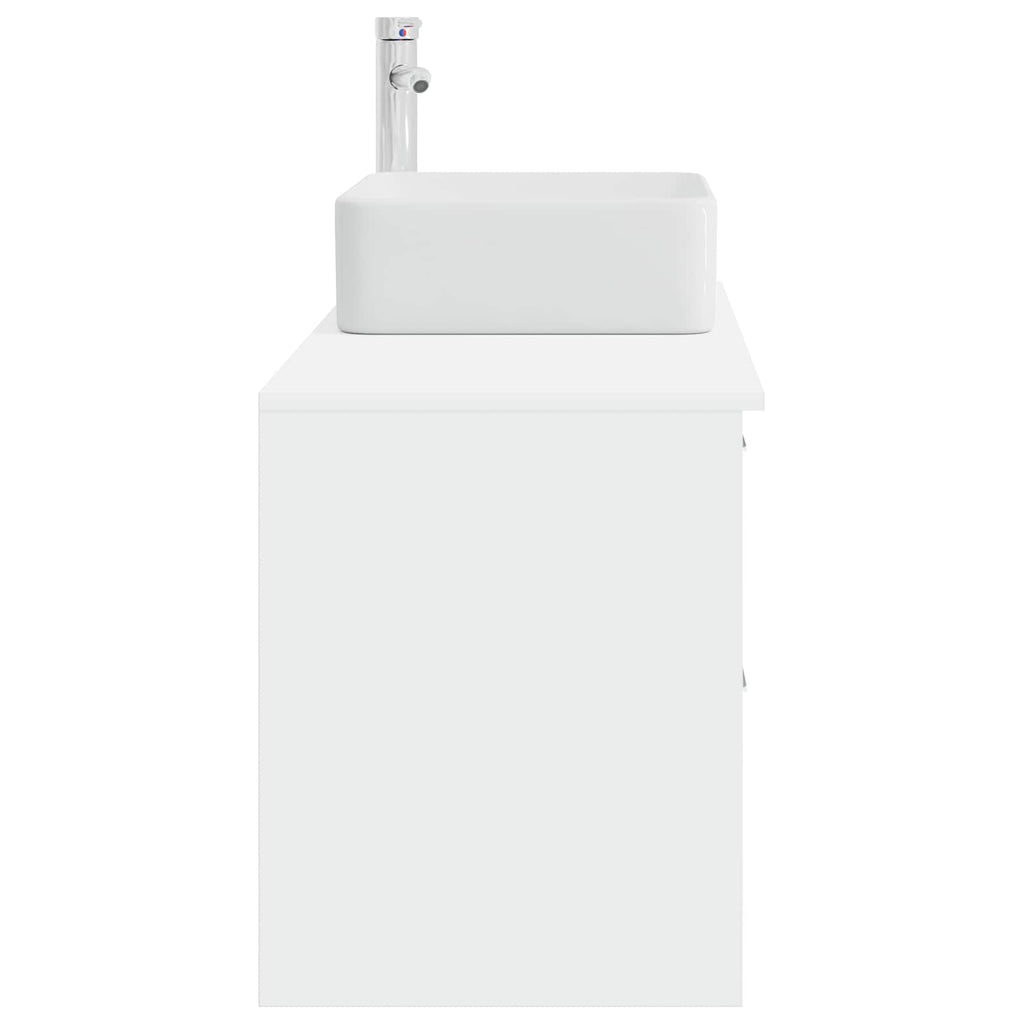 Bathroom Vanity Units Furniture Set 2 Pcs Engineered Wood White Wall Mounted