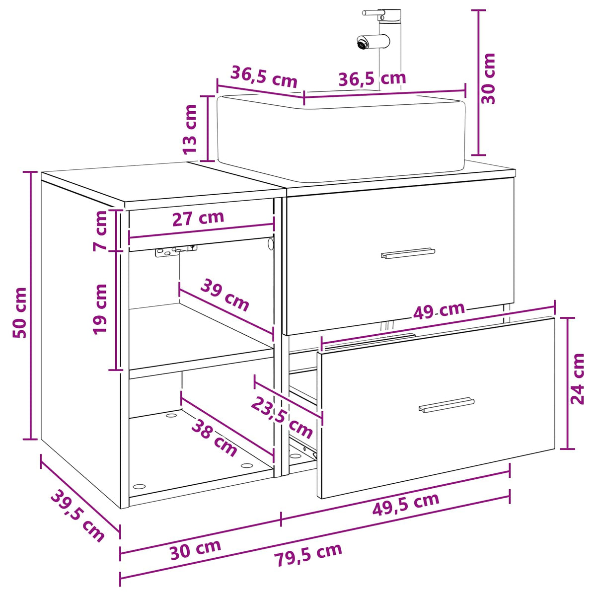 Bathroom Vanity Units Furniture Set 2 Pcs Engineered Wood White Wall Mounted