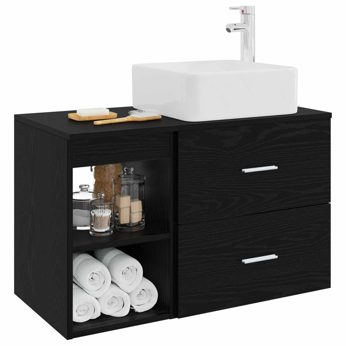 Bathroom Vanity Units Furniture Set 2 Pcs Engineered Wood White Wall Mounted