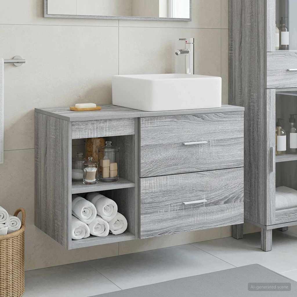 Bathroom Furniture Set 2 Pcs Engineered Wood