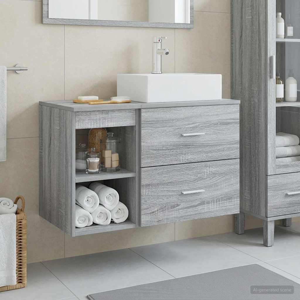 Bathroom Furniture Set 2 Pcs Engineered Wood