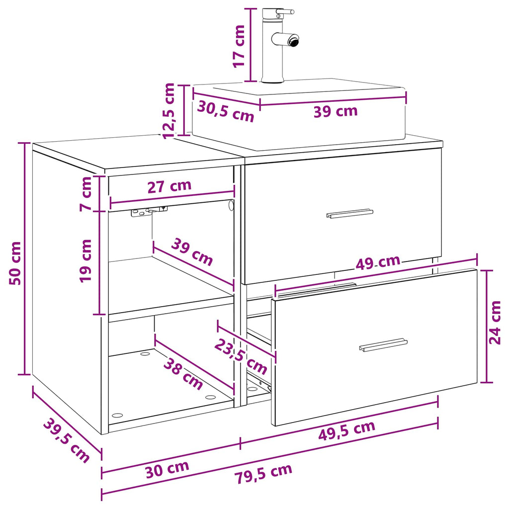 Bathroom Furniture Set 2 Pcs Engineered Wood