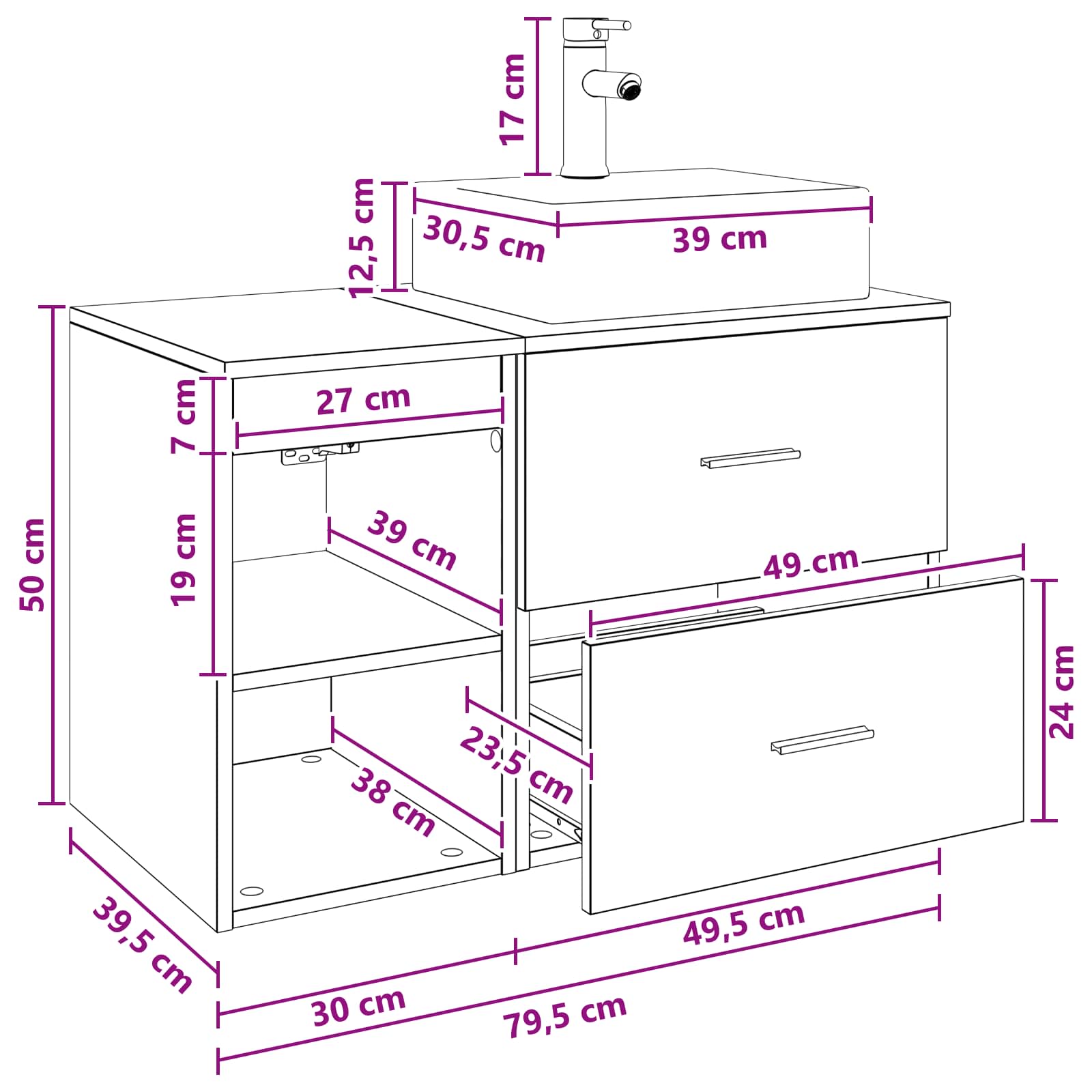 Bathroom Furniture Set 2 Pcs Engineered Wood