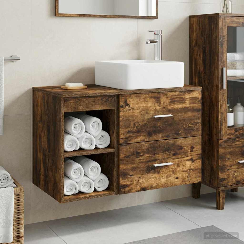 Bathroom Furniture Set 2 Pcs Engineered Wood