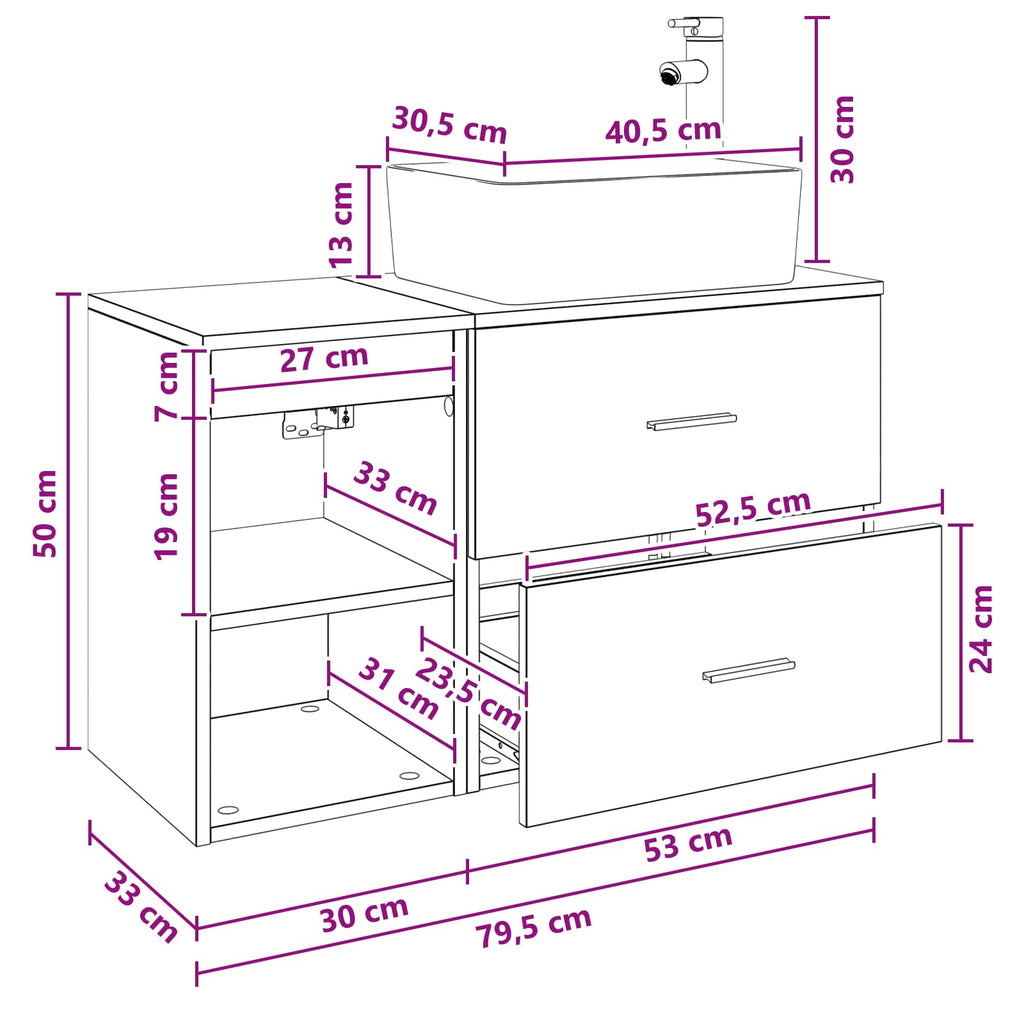 Bathroom Furniture Set 2 Pcs Engineered Wood