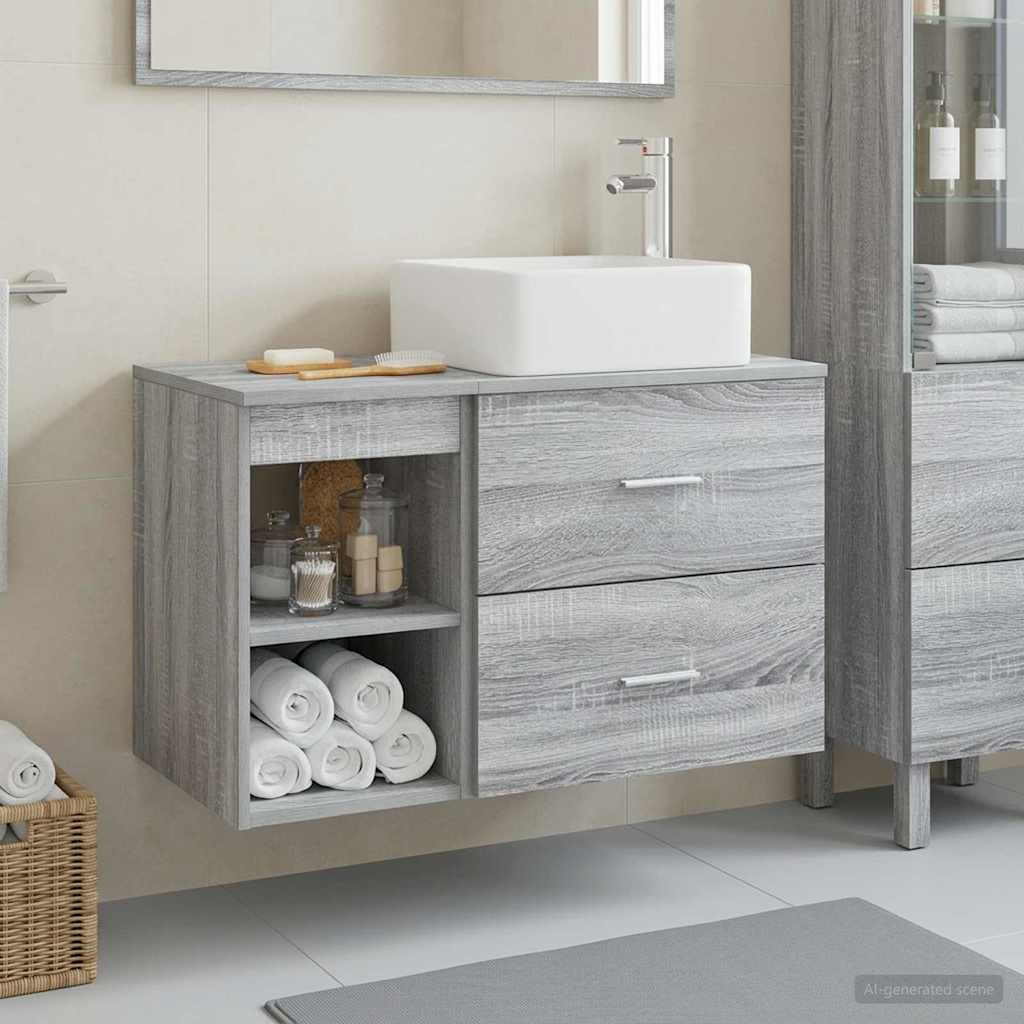 Bathroom Furniture Set 2 Pcs Engineered Wood