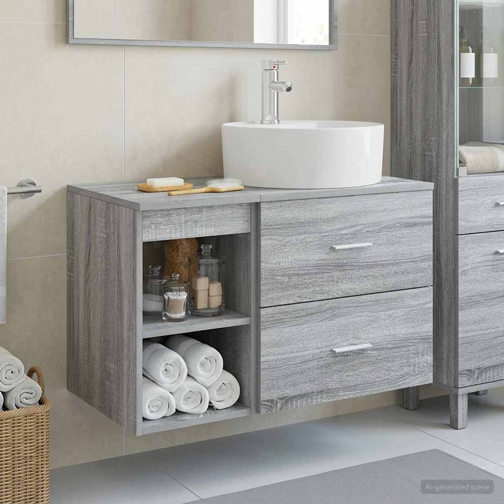 Bathroom Furniture Set 2 Pcs Engineered Wood