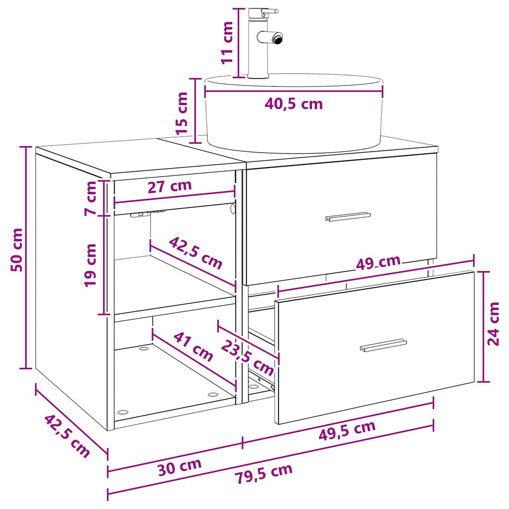 Bathroom Furniture Set 2 Pcs Engineered Wood
