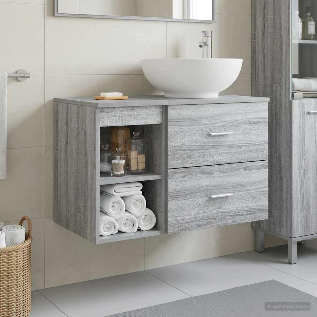 Bathroom Furniture Set 2 Pcs Engineered Wood
