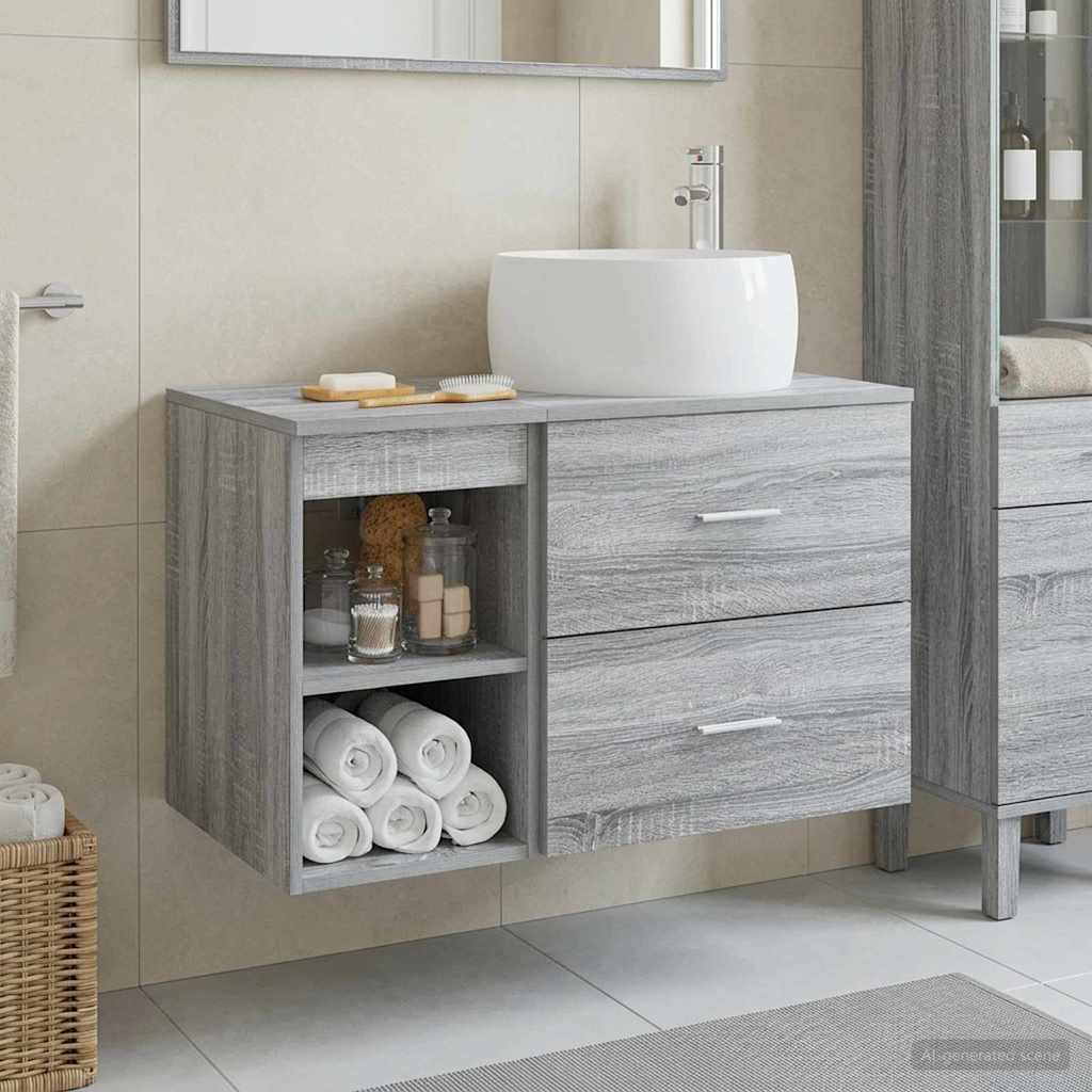 Bathroom Furniture Set 2 Pcs Engineered Wood