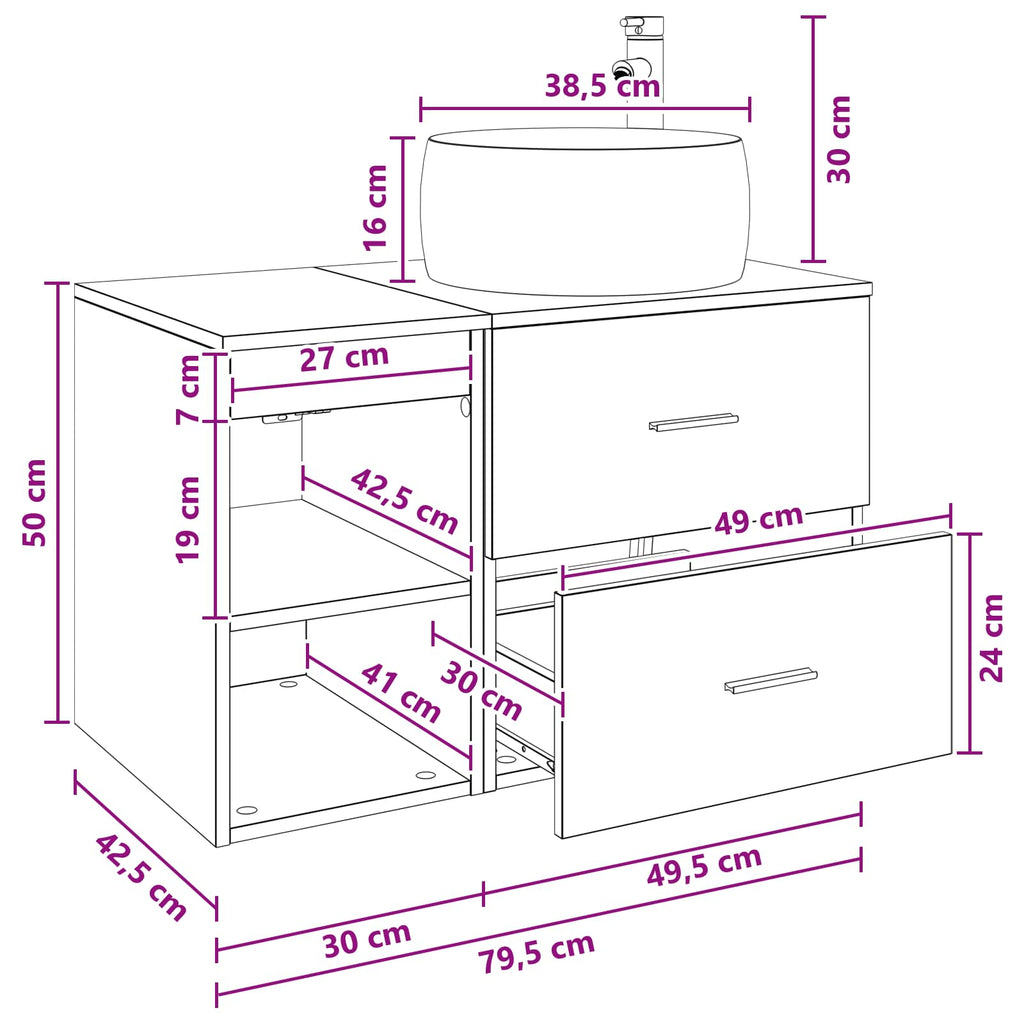 Bathroom Furniture Set 2 Pcs Engineered Wood